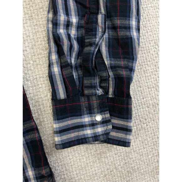 Levis Pearl Snap Shirt Men's Large Blue Plaid Long Sleeve Western Modern Fit - Picture 4 of 8